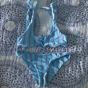 Red white and blue striped bikini